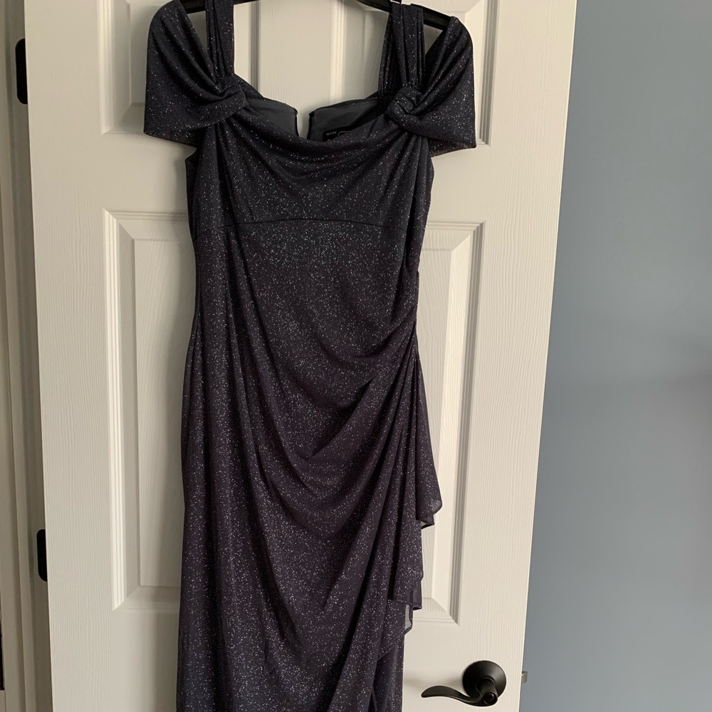 Bluish gray with sparkles. Worn once. Size 8p